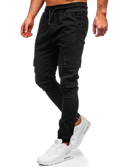 Pantaloni jogger tipo cargo neri Bolf 0858