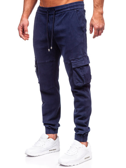 Pantaloni joggers in denim cargo da uomo blu Bolf MP0105BS