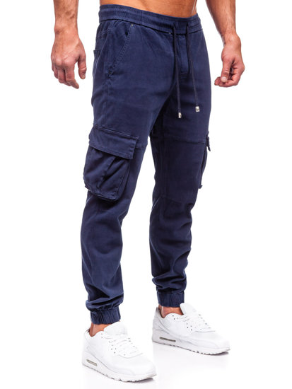 Pantaloni joggers in denim cargo da uomo blu Bolf MP0105BS