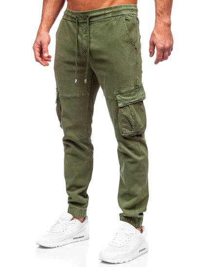 Pantaloni joggers in denim cargo da uomo khaki Bolf MP0105MV