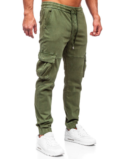 Pantaloni joggers in denim cargo da uomo khaki Bolf MP0105MV