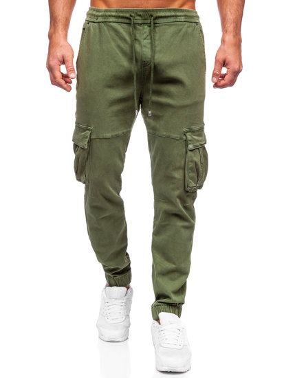 Pantaloni joggers in denim cargo da uomo khaki Bolf MP0105MV