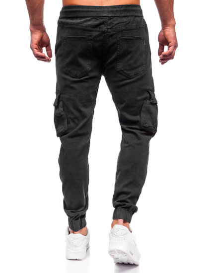 Pantaloni joggers in denim cargo da uomo nero Bolf MP0105N