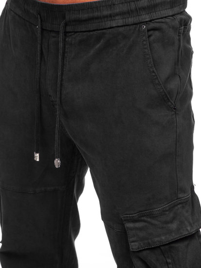 Pantaloni joggers in denim cargo da uomo nero Bolf MP0105N