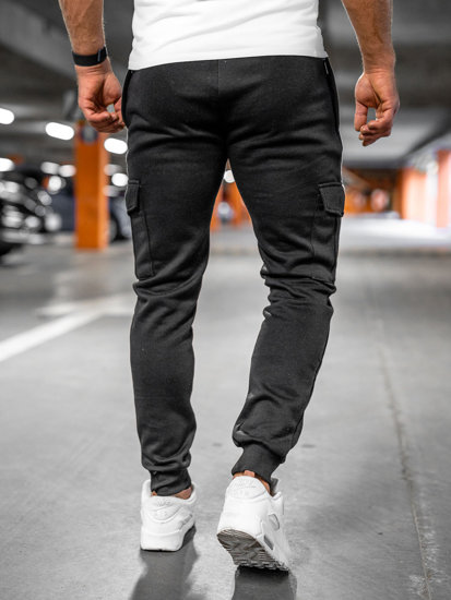 Pantaloni tipo cargo spessi, jogger da tuta da uomo nero Bolf JX326A