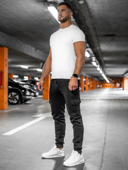 Pantaloni tipo cargo spessi, jogger da tuta da uomo nero Bolf JX326A