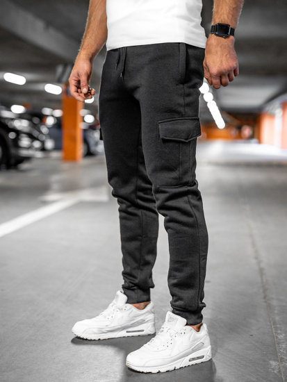 Pantaloni tipo cargo spessi, jogger da tuta da uomo nero Bolf JX326A