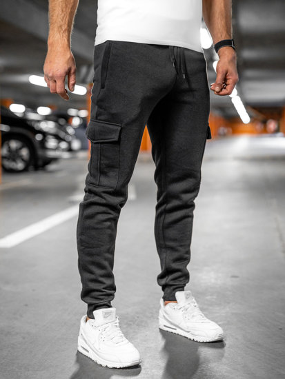 Pantaloni tipo cargo spessi, jogger da tuta da uomo nero Bolf JX326A