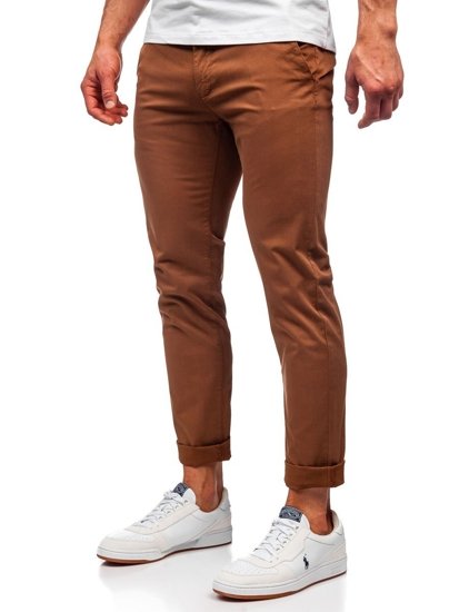 Pantaloni tipo chino da uomo marroni Bolf 1146