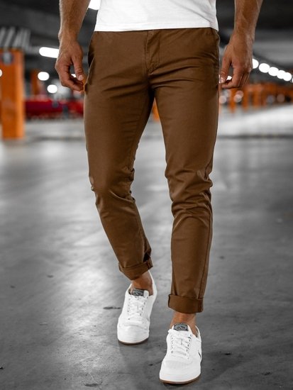 Pantaloni tipo chino da uomo marroni Bolf 1146