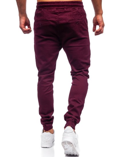 Pantaloni tipo jogger da uomo bordò Bolf 707