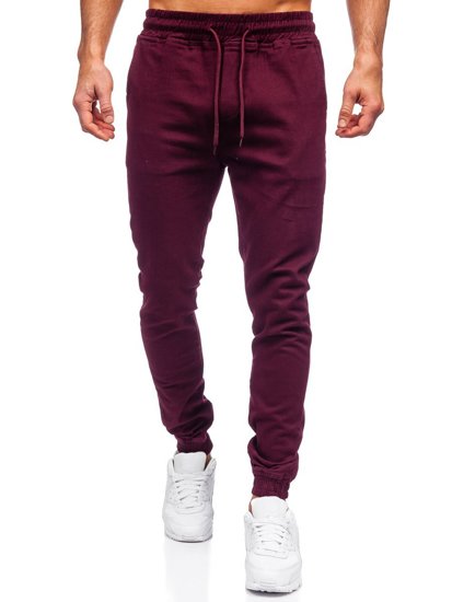 Pantaloni tipo jogger da uomo bordò Bolf 707