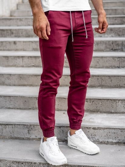 Pantaloni tipo jogger da uomo bordò Bolf CT8808