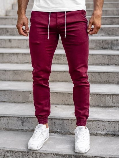 Pantaloni tipo jogger da uomo bordò Bolf CT8808