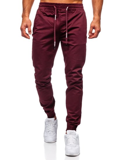 Pantaloni tipo jogger da uomo bordò Bolf KA951