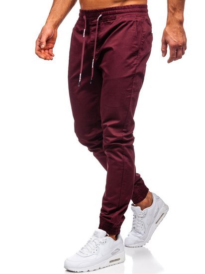 Pantaloni tipo jogger da uomo bordò Bolf KA951