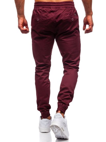 Pantaloni tipo jogger da uomo bordò Bolf KA951