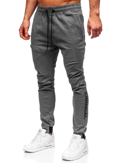 Pantaloni tipo jogger da uomo grigi Bolf B11119