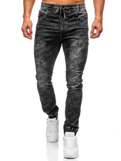 Pantaloni tipo jogger mimetici da uomo neri Bolf RB9489DT