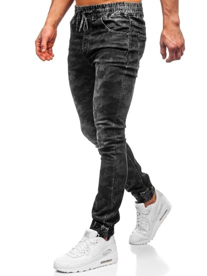 Pantaloni tipo jogger mimetici da uomo neri Bolf RB9489DT