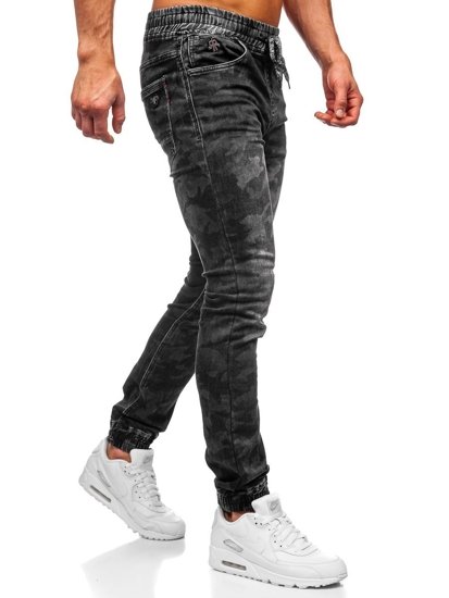 Pantaloni tipo jogger mimetici da uomo neri Bolf RB9489DT