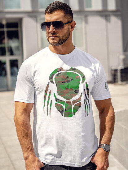 T-shirt con applicazioni da uomo bianco Bolf 192379A