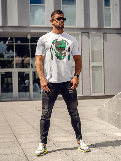 T-shirt con applicazioni da uomo bianco Bolf 192379A