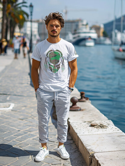 T-shirt con applicazioni da uomo bianco Bolf 192379A2