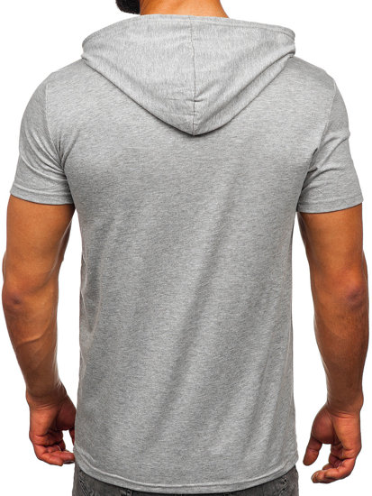 T-shirt con cappuccio senza stampa da uomo grigia Bolf 8T957