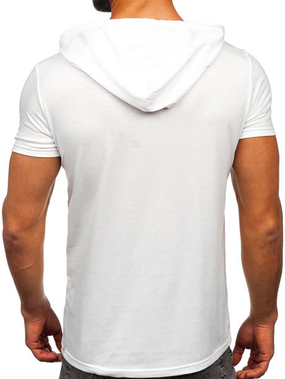 T-shirt con stampa con cappuccio da uomo bianca Bolf 8T203