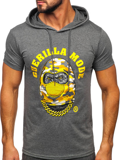 T-shirt con stampa con cappuccio da uomo grafite Bolf 8T978