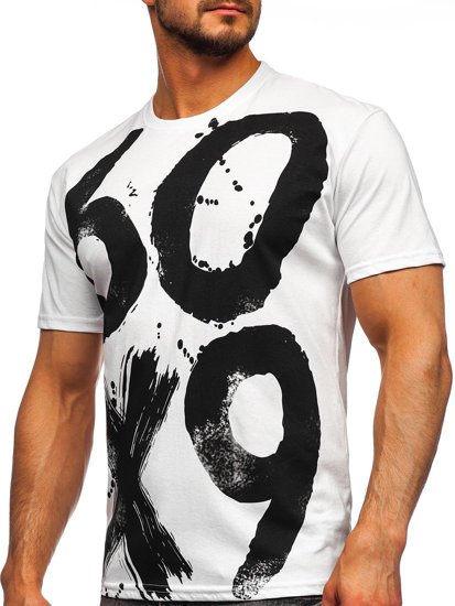 T-shirt con stampa da uomo bianca Bolf 0303