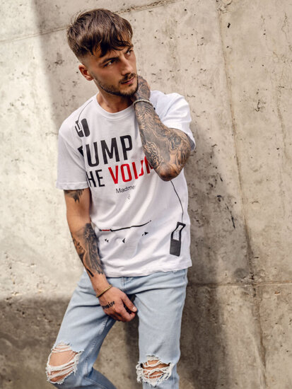 T-shirt con stampa da uomo bianca Bolf 1171