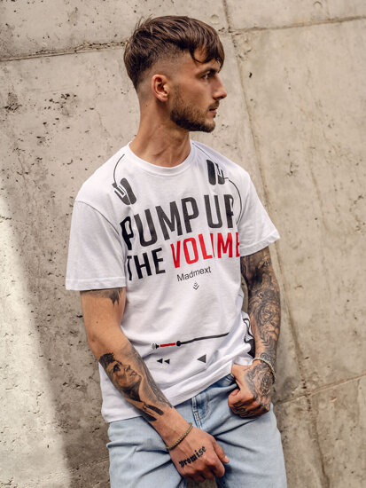 T-shirt con stampa da uomo bianca Bolf 1171