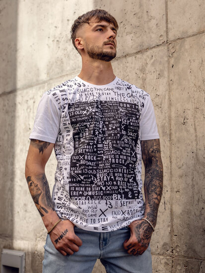 T-shirt con stampa da uomo bianca Bolf 1173