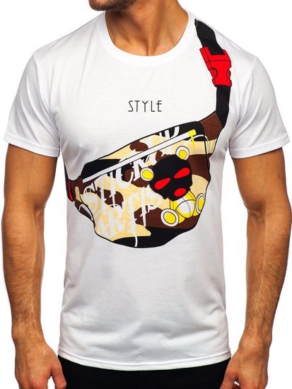 T-shirt con stampa da uomo bianca Bolf KS2371