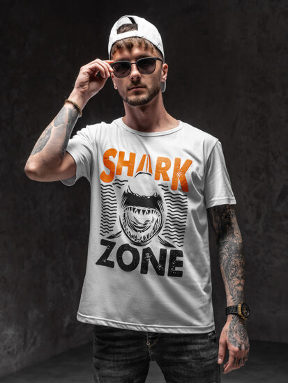 T-shirt con stampa da uomo bianca Bolf KS2616