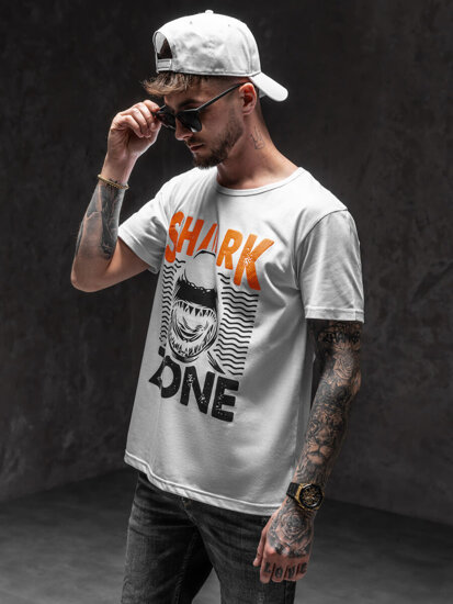 T-shirt con stampa da uomo bianca Bolf KS2616