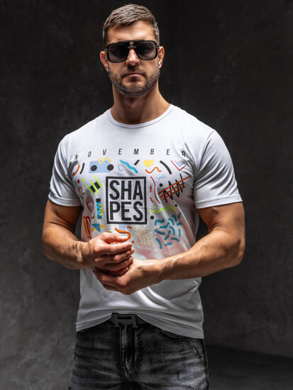 T-shirt con stampa da uomo bianca Bolf KS2625