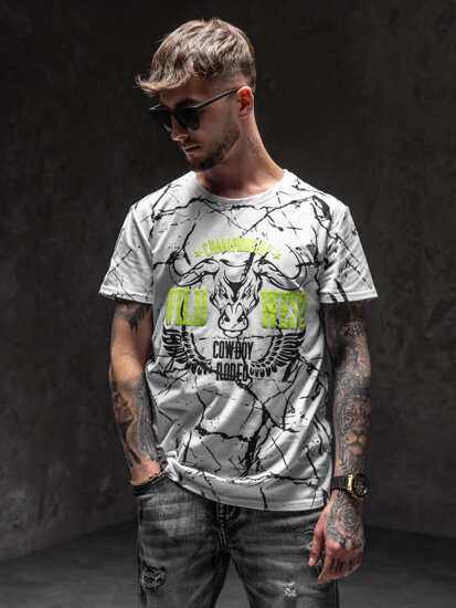 T-shirt con stampa da uomo bianca Bolf Y70026