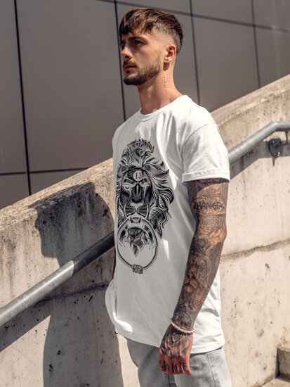 T-shirt con stampa da uomo bianco Bolf 0202