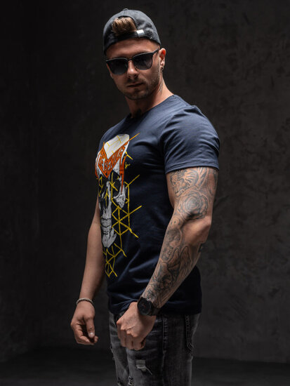 T-shirt con stampa da uomo blu Bolf Y70002