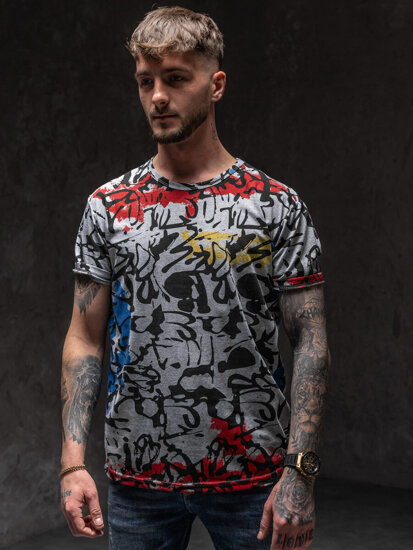 T-shirt con stampa da uomo grigia Bolf 14901