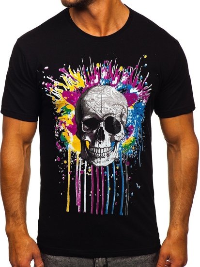 T-shirt con stampa da uomo nera Bolf 142170