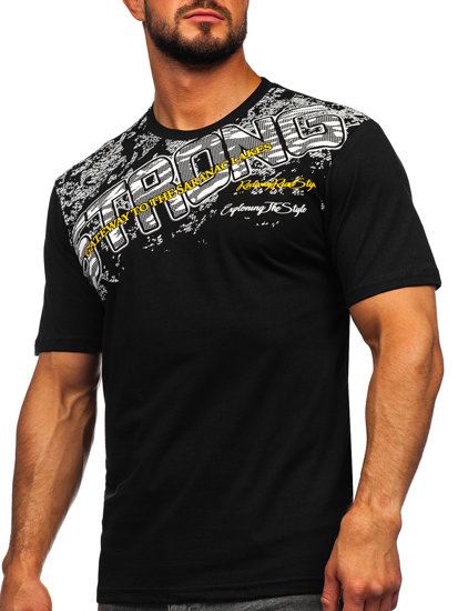 T-shirt con stampa da uomo nera Bolf 14234