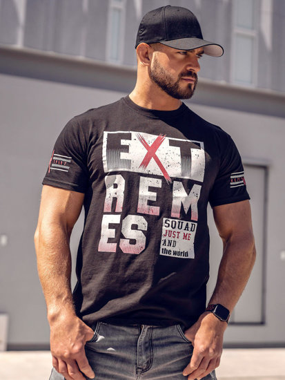 T-shirt con stampa da uomo nera Bolf 14312A