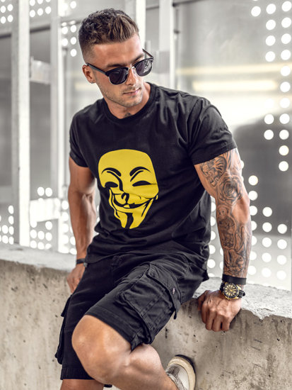 T-shirt con stampa da uomo nera Bolf 192367