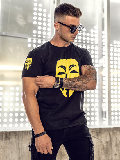 T-shirt con stampa da uomo nera Bolf 192367