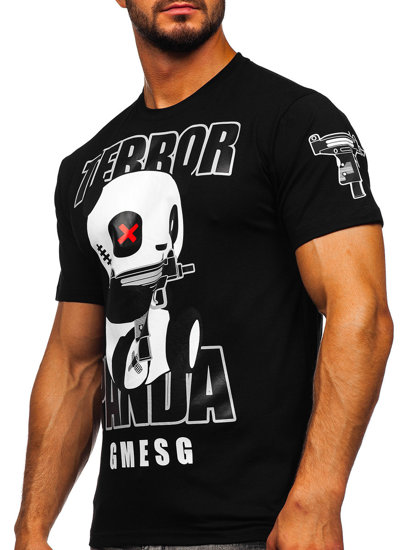 T-shirt con stampa da uomo nera Bolf 2291