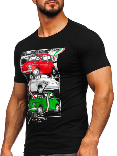 T-shirt con stampa da uomo nera Bolf HM918